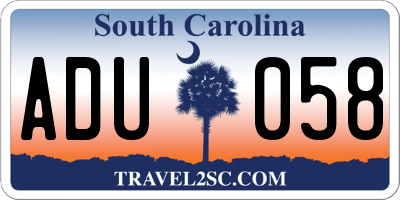 SC license plate ADU058