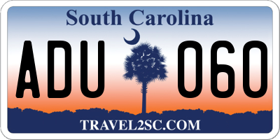 SC license plate ADU060