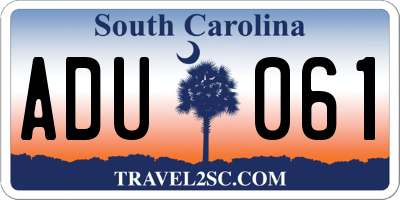 SC license plate ADU061