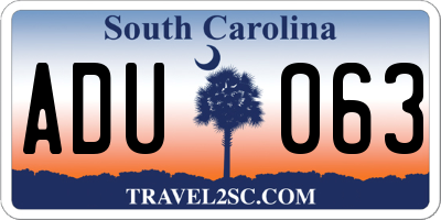 SC license plate ADU063