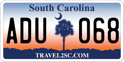 SC license plate ADU068