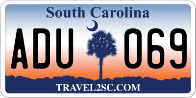 SC license plate ADU069