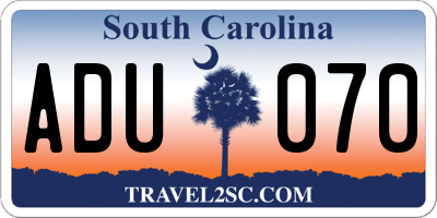 SC license plate ADU070