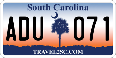 SC license plate ADU071