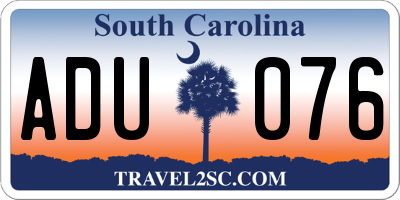 SC license plate ADU076