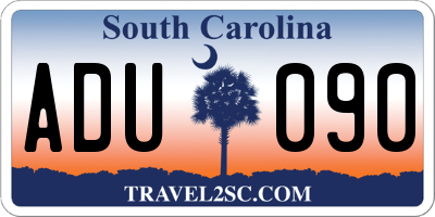 SC license plate ADU090