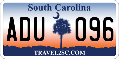 SC license plate ADU096