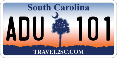 SC license plate ADU101