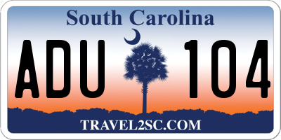 SC license plate ADU104