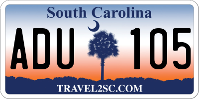 SC license plate ADU105