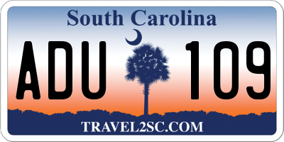 SC license plate ADU109