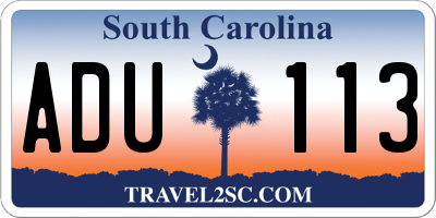 SC license plate ADU113