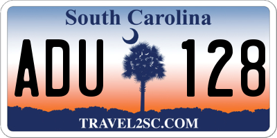 SC license plate ADU128