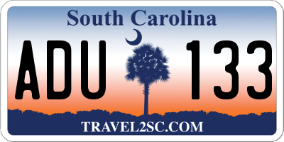 SC license plate ADU133