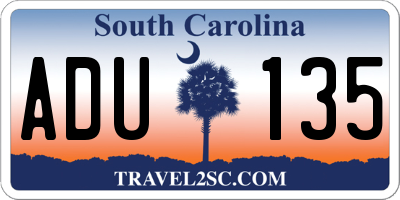 SC license plate ADU135