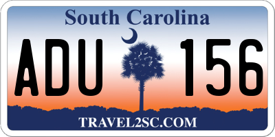 SC license plate ADU156