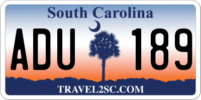 SC license plate ADU189