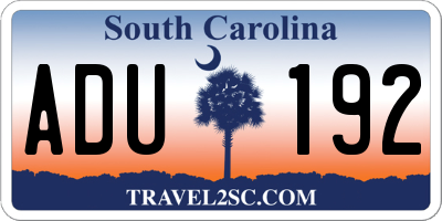 SC license plate ADU192