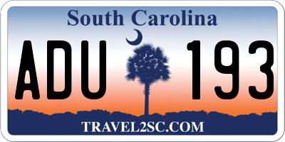 SC license plate ADU193