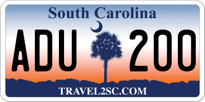 SC license plate ADU200