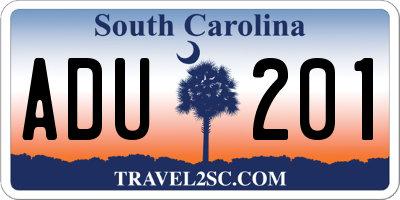 SC license plate ADU201