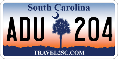 SC license plate ADU204