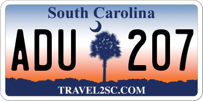 SC license plate ADU207