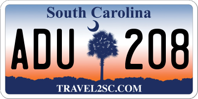 SC license plate ADU208