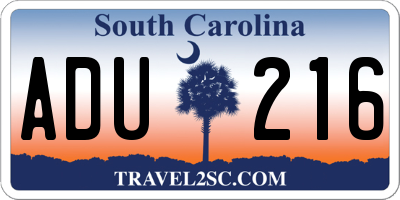 SC license plate ADU216