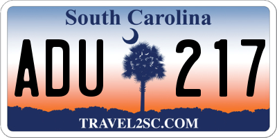 SC license plate ADU217