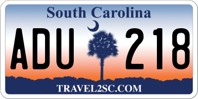 SC license plate ADU218