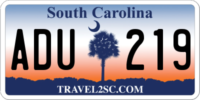 SC license plate ADU219