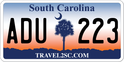 SC license plate ADU223