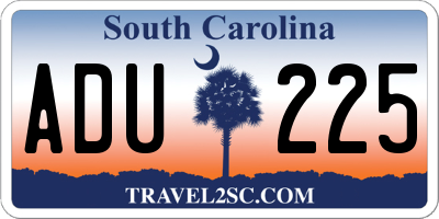 SC license plate ADU225