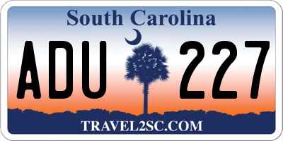 SC license plate ADU227