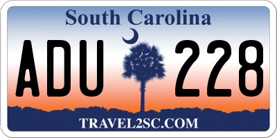 SC license plate ADU228