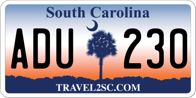 SC license plate ADU230