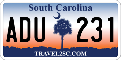 SC license plate ADU231