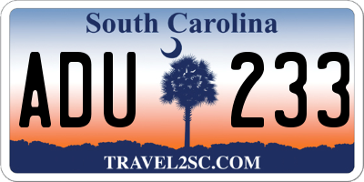 SC license plate ADU233