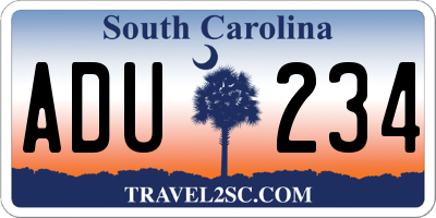 SC license plate ADU234