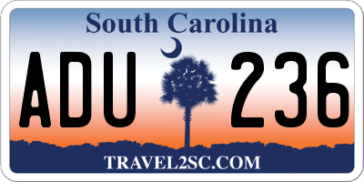 SC license plate ADU236
