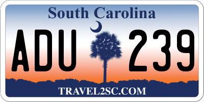 SC license plate ADU239