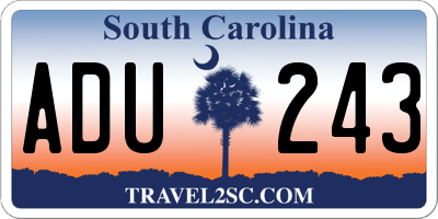 SC license plate ADU243