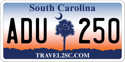 SC license plate ADU250