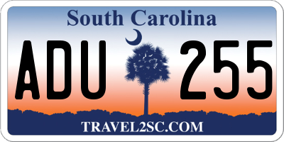SC license plate ADU255