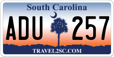 SC license plate ADU257