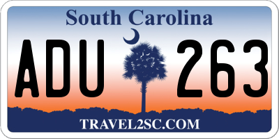 SC license plate ADU263