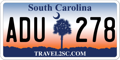 SC license plate ADU278