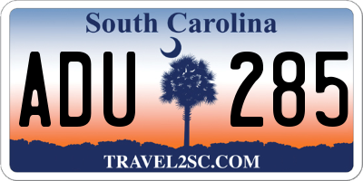 SC license plate ADU285