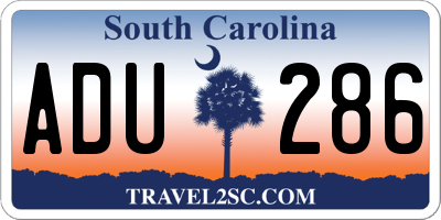 SC license plate ADU286